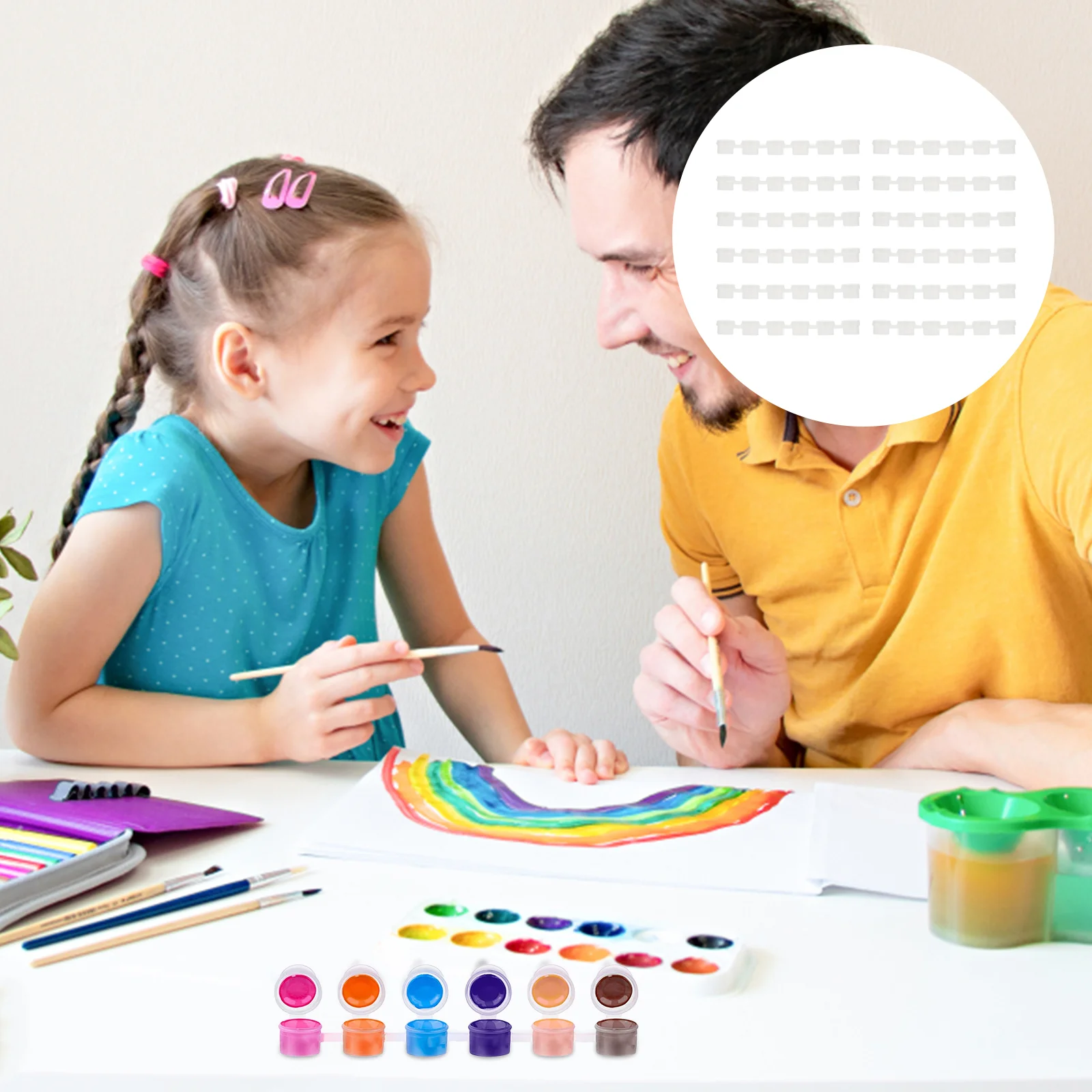 

40pcs 6- in- 1 Empty Pot Strips, Containers Strip, Clear Graffiti Watercolor Gouache Box, Storage Strips with Lid for