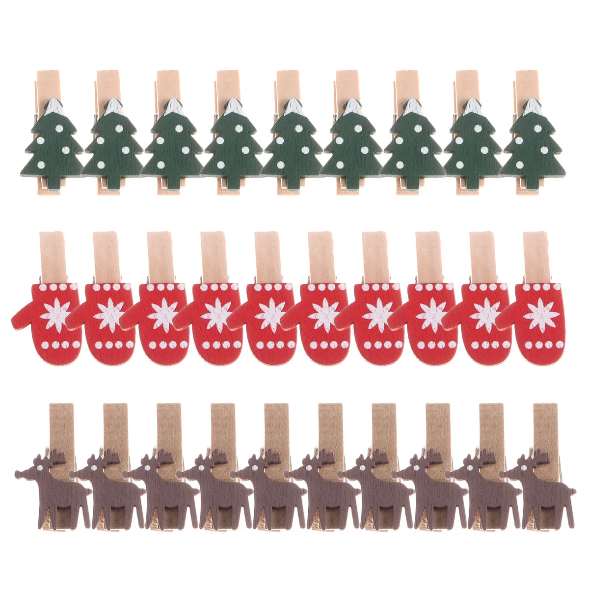 

30 Pcs Christmas Clip Clothpin Picture Decorative Small Clips Photo Folder Bamboo