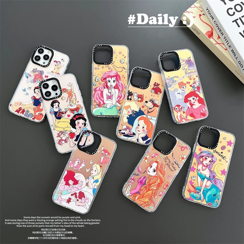 

Disney Ariel Princess Alice in Wonderland Luxury Frosted Phone Case for IPhone 14 13 12 11 Pro Max X XR XS MAX Anti-drop Cover
