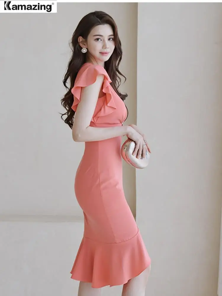 Летнее офисное женское Повседневное платье однотонное Формальное тонкое