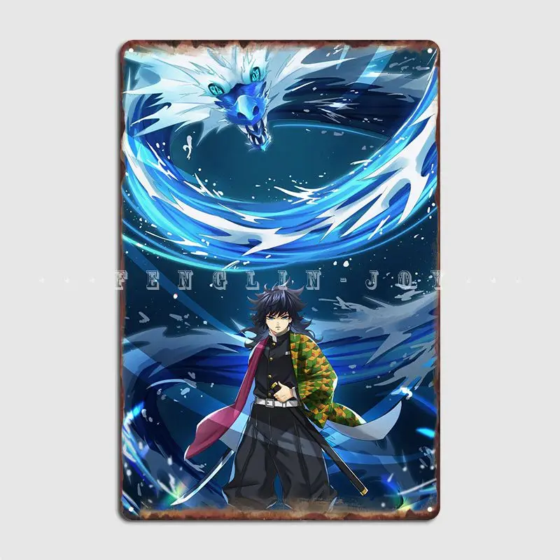 

Металлический плакат, рассекающий демонов Giyu, табличка, Клубная вечеринка, семейная картина, персонализированный оловянный плакат