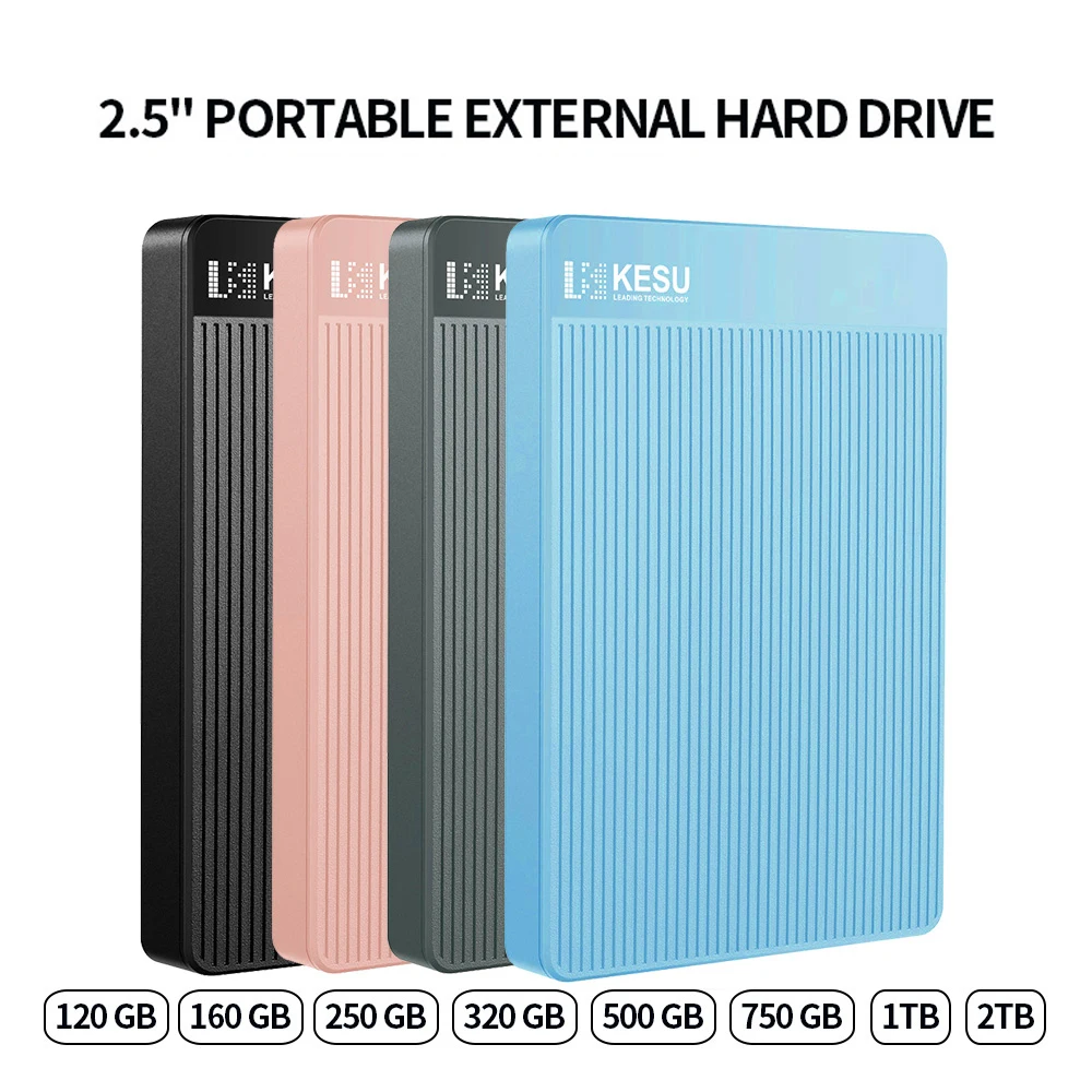 KESU HDD 2.5" Portable External Hard Drive 320gb/500gb/750gb/1tb Hd Externo 2TB  USB3.0 Storage Compatible for PC, Mac, Desktop,