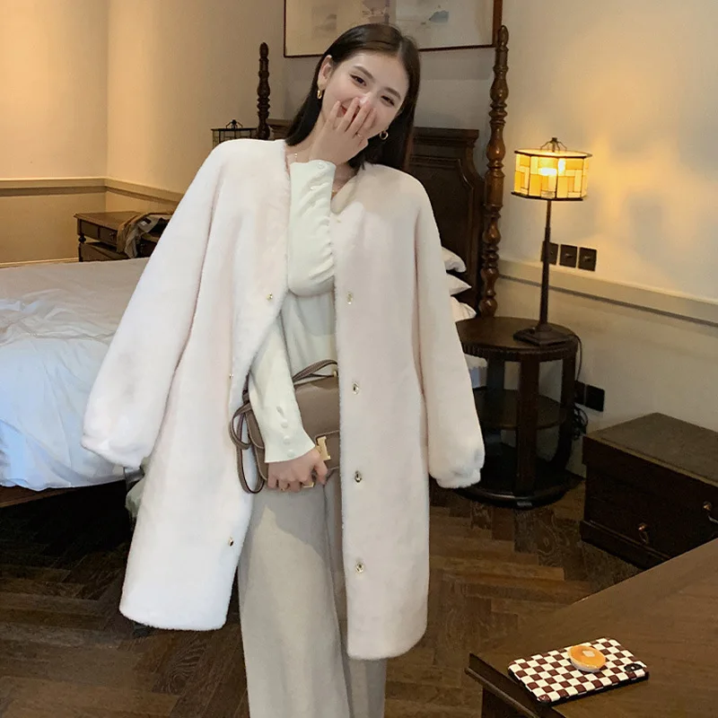 2022 New Sheep Shearing Coat Lamb Wool Full Wool Coat Women's Winter Long Warm Fur