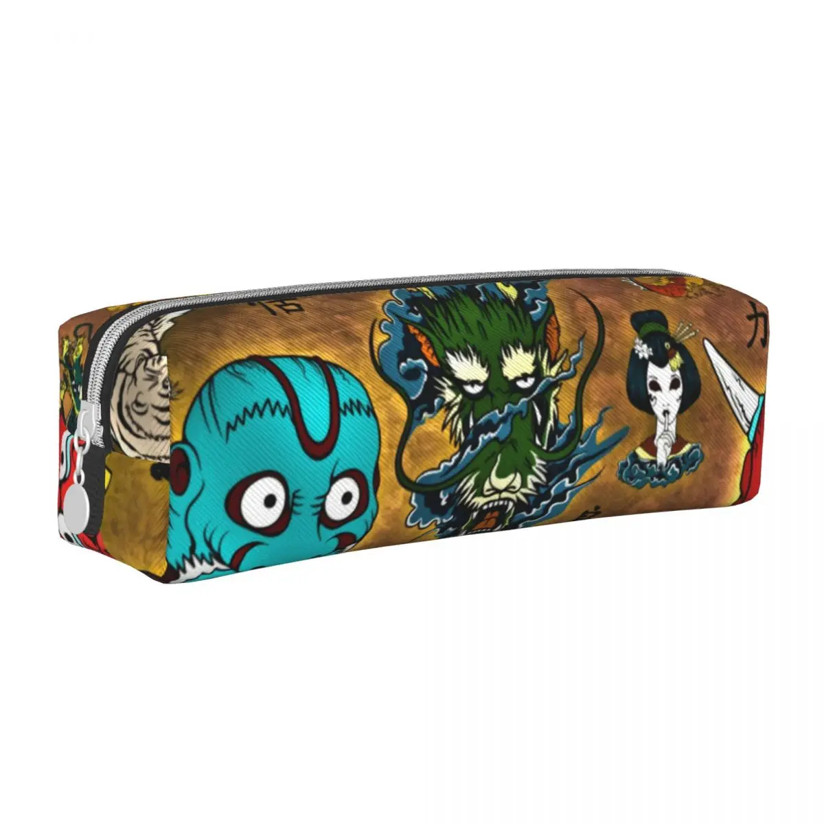

Funny Japanese Anime Square Pencil Case Dragon Fantasy Girls Boys Cool Leather Pencil Box University Zipper Pen Bags