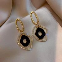 new retro black irregular earrings women exaggerated fashion jewelry earrings personality hollow retro pendant earrings