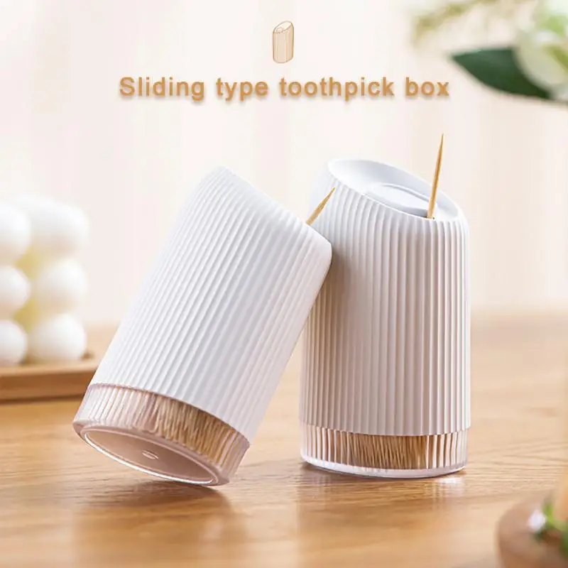 

280pcs/bottle Disposable Double-headed Bamboo Toothpick Storage Box Toothpick Bottle Snack Fruit Sliding Cover Toothpick Tube