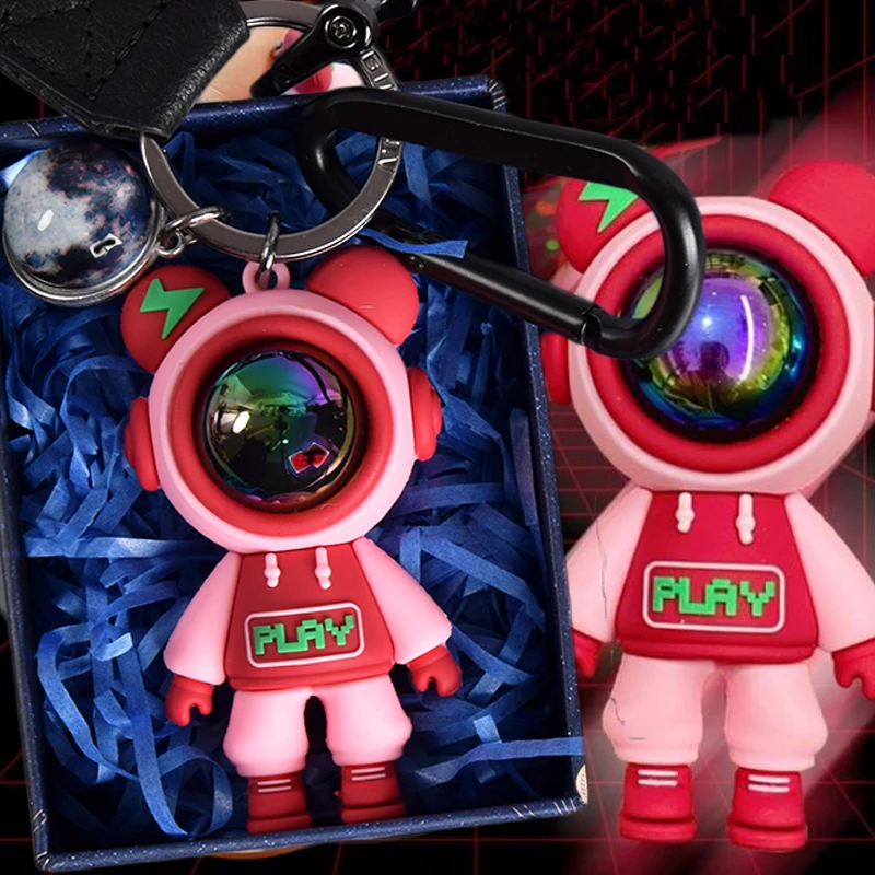 

Cartoon Lightning Bear Keychain Cute Astronaut Bear Doll Keyring Bag Pendant Couple Car Keyholder Creative Bag Charm Accessories