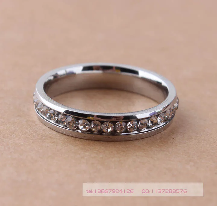 

wholesale lots Sliver Single Row Line Rings silver color with CZ Fashion accessories luxury titanium steel