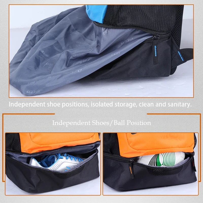 Etto Waterproof Soccer Basketball Team Training Bag Men Women Sports Backpack with Bottom Independent Shoes Compartment HAB070