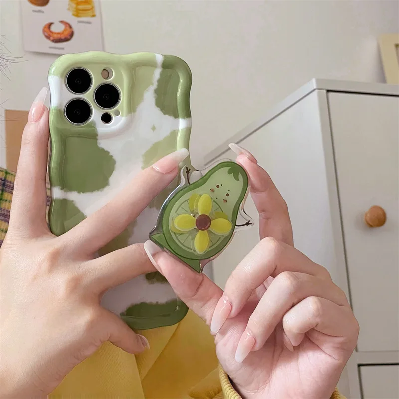 

INS avocado color block+bracket Phone Case For iphone 14 13 12 11 Pro Max X XR XSMAX 7 8 Plus SE TPU Case Cover new products