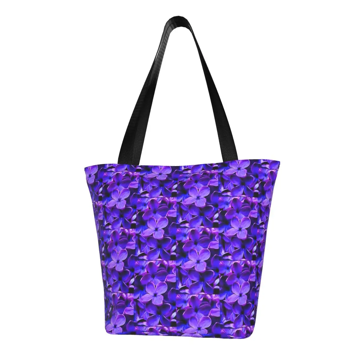 

Сумка-шоппер с цветочным принтом фиолетового цвета с принтом гиацинта; Дизайнерские сумки для покупок; Женская сумка-тоут для отдыха; Тканевая дорожная студенческие сумочки