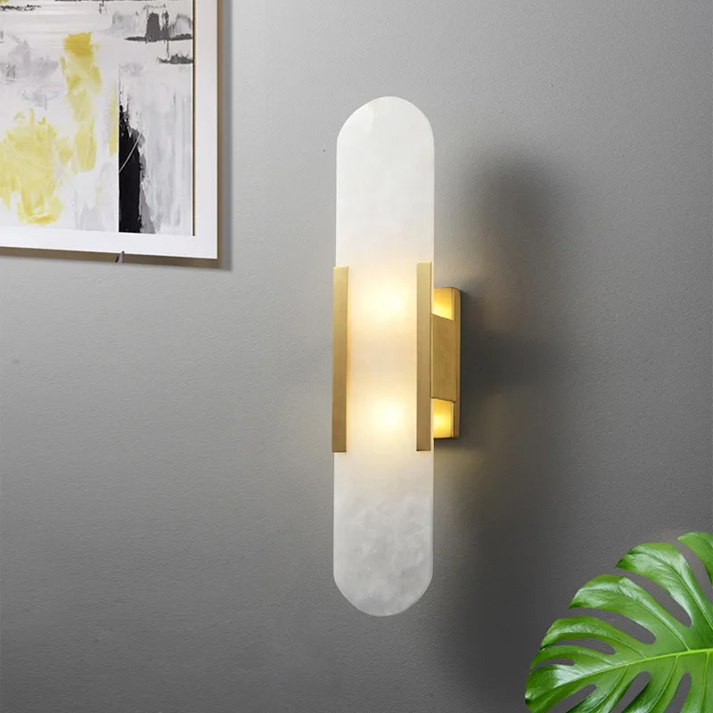 

Natural Marble LED Sconce Wall Light Nordic Metal Wall Lamp for Living Room Bedside Bedroom Bra Hotel Aisle Staircase Lighting