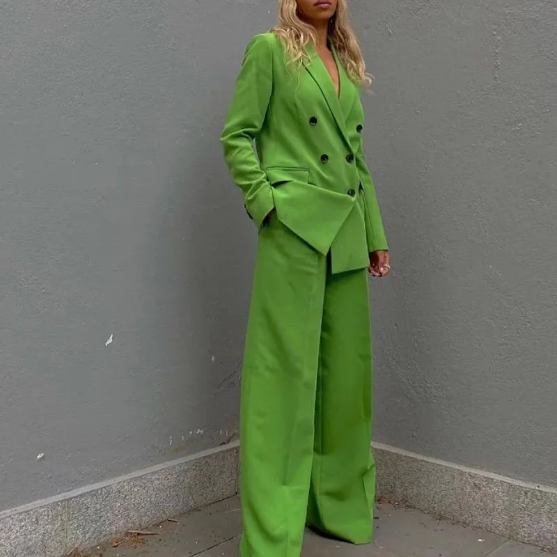 Женский офисный костюм из двух предметов элегантный однотонный пиджак с