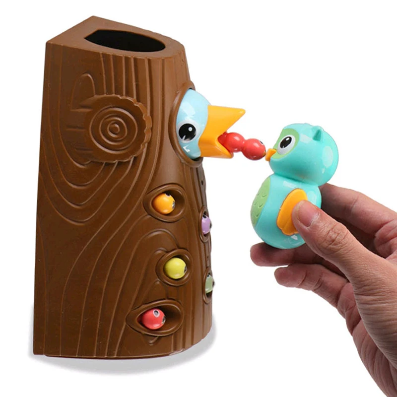 

Kids Woodpecker Doctor Toys Montessori Small Birds Magnetic Catch The Worm Animal Feeding Game Children Educate Fishing Toy Set