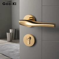 goo ki modern luxury gold bedroom door handle lock security entry split silent lock door furniture indoor door handle lockset
