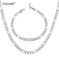 collare trendy jewelry sets 316l stainless steel figaro necklace bracelet fashion jewelry set for menwomen wholesale s411