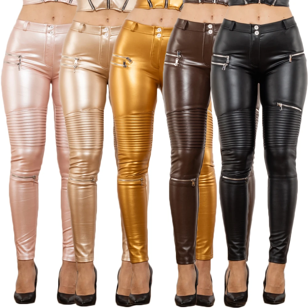 Shascullfites Melody Leather Pants Punk Style Skinny Zipper Party Stage Performance Night Club Steampunk Faux PU Leather Trouser
