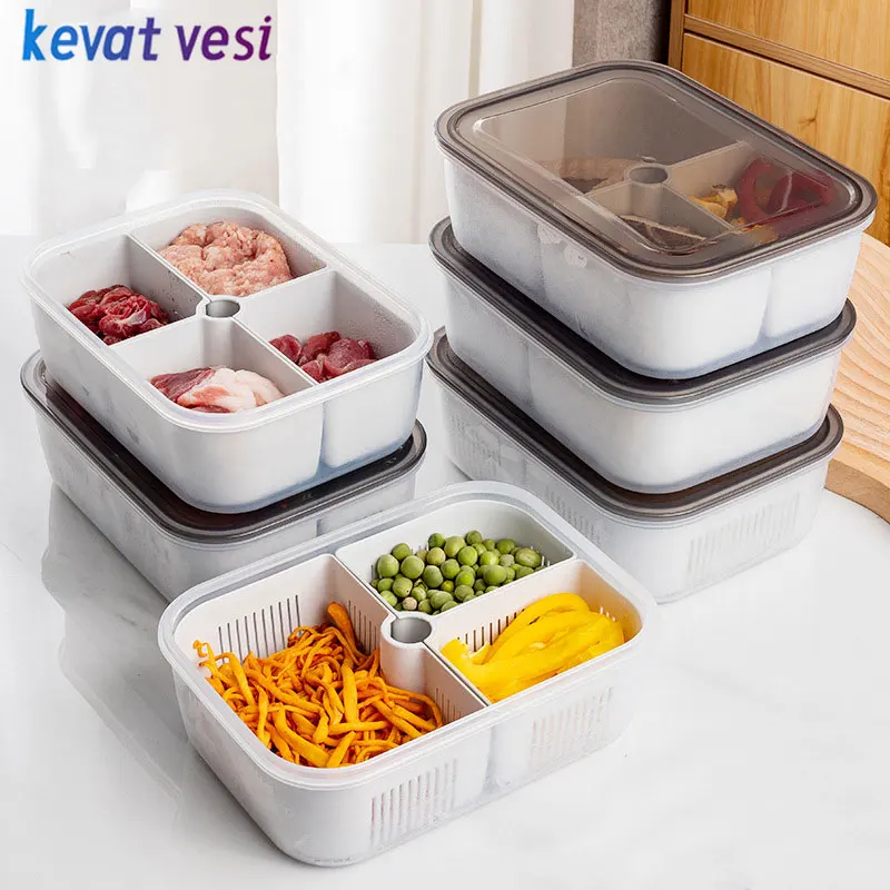 

Food Fruit Storage Box Sub-Packed Meat Vegetable Crisper Onion Ginger Crisper Multi-Functional Detachable Kitchen Storage Box