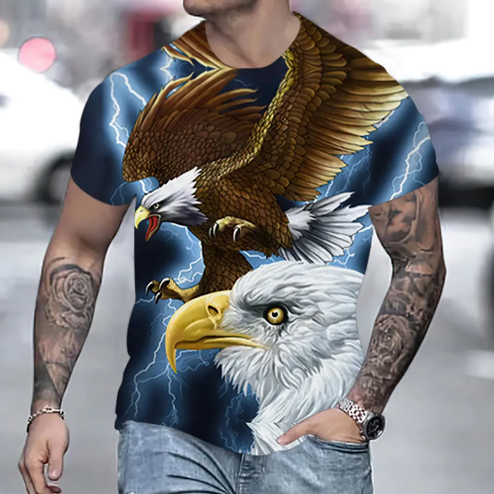 

Men's Summer Animal Pattern T-Shirt Eagle Print T-Shirt Casual Men's Fashion Street Casual Pullover Short Sleeve Men's T-Shirt