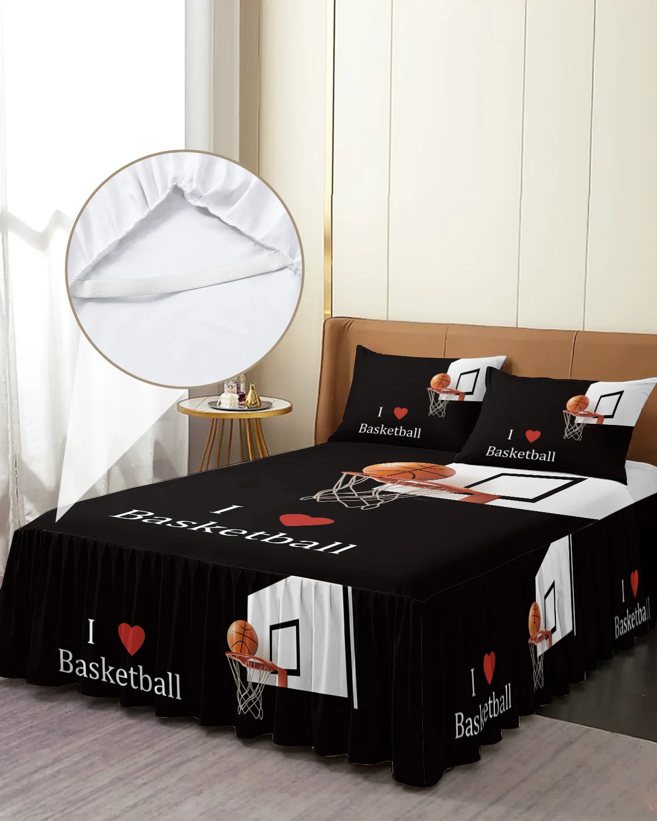 

Спортивное черное постельное белье для баскетбола, эластичное покрывало с наволочками, протектор для кровати, наматрасник, Комплект постельного белья, простыня