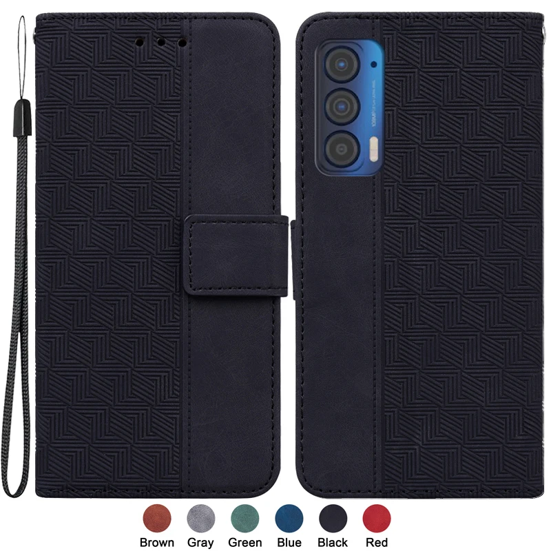 

For Motorola Edge 2021 6.6 inch Capa for Funda Motorola Edge 2021 Case Fashion Magnetic Geometric Textile Wallet Book Cover