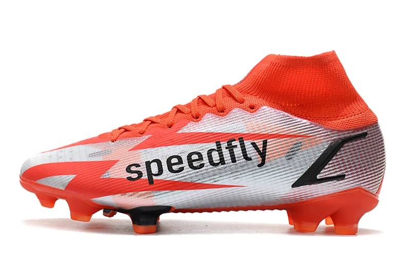 

2022 High Tops Soccer Shoes FG Red/White Cleats Trainers Mens Outdoor Football Boots