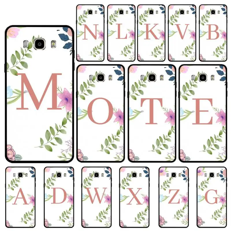

FHNBLJ Customized Initial Letter Flowers Phone Case for Samsung J 4 5 6 7 8 prime plus 2018 2017 2016 J7 core