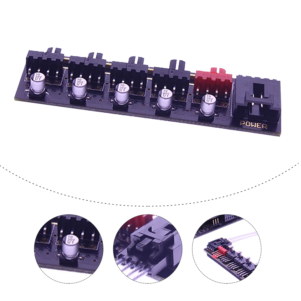 

Fan Controller Motherboard 5-slot Replacement Cooling Fan Controller PC Fan Controller PC Chassis Fan Hub