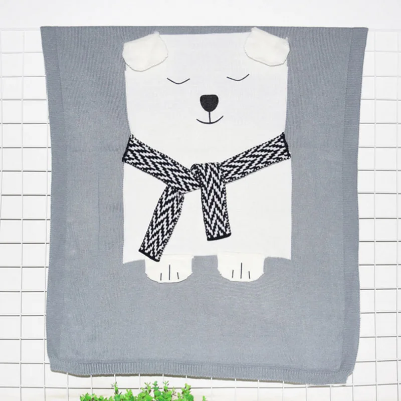 

Hot BabyToddler Bed Knitted Baby style Blanket Wrap Soft Blankets Newborn Big White bear Ear Swaddling Kids Gift bz3