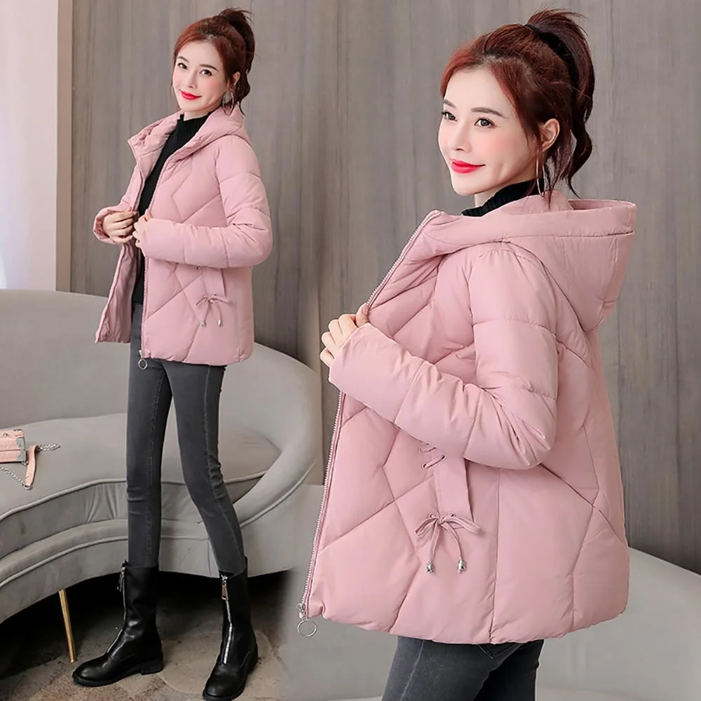 Women's Winter Jacket Parkas Short New Fashion Women's Winter Coat Down Jacket 4XL Outwear Hooded Basic Jacket Women