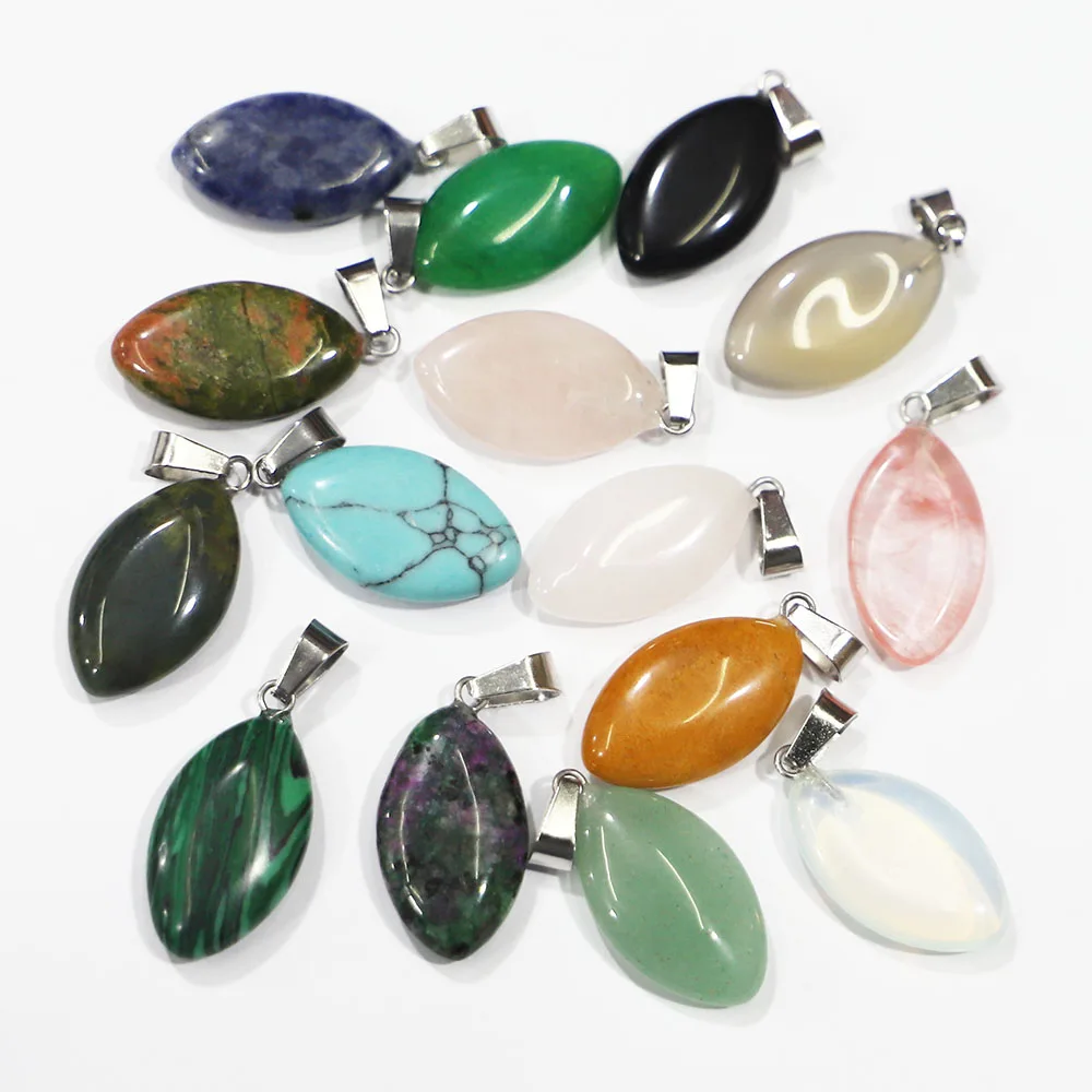 

20pcs/lot New Natural Stone Marquise Agate Crystal Necklace Pendant Reiki Charms Fashion DIY Jewelry Accessories Free Shipping