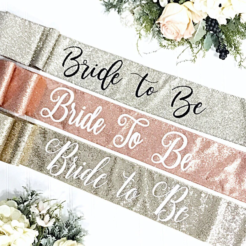 Bride To Be Sash And Bridesmaid Personalized Bridal Shower Glitter Bachelorette Party Sash Custom Future Mrs Hens Birthday Sash