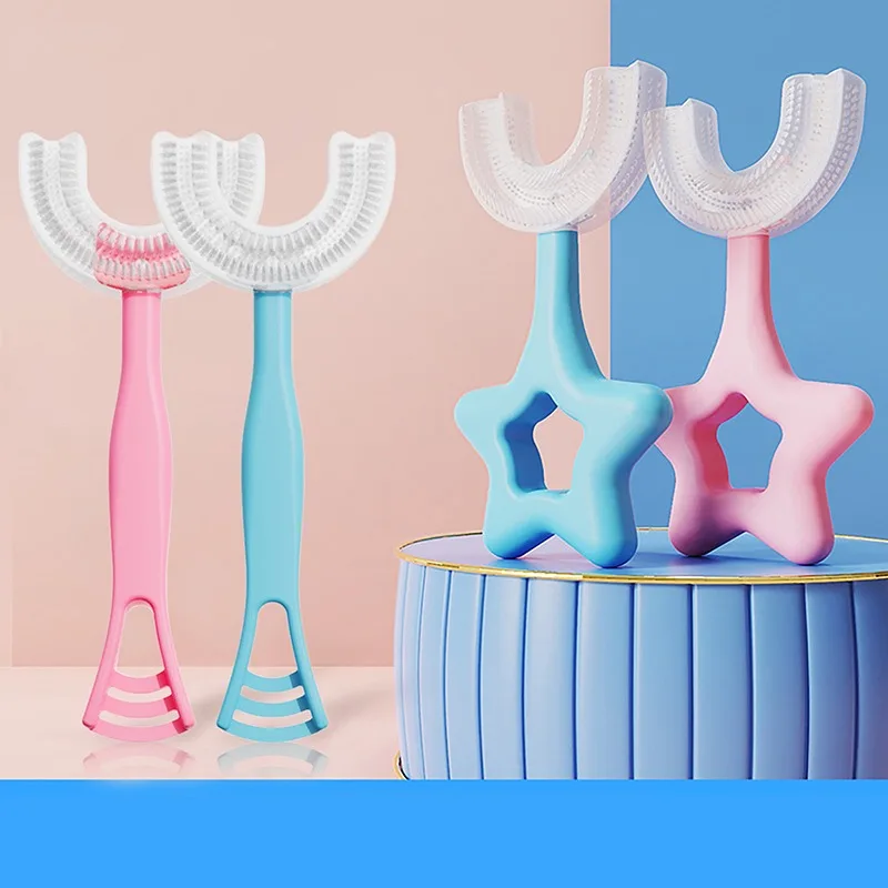 

Baby Toothbrush Children 360 Degree U-shaped Child Toothbrush Teethers Soft Silicone Brush Kids Teeth Oral Care Cleaning