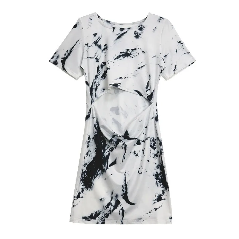 

White Tie Dye Short Sleeve T-shirt Skirt Two Piece Set Women Loose Casual Loungewear 2021 New Jogging Sport Set Sexy Tracksuit