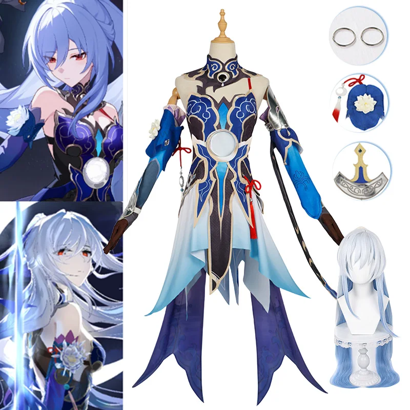 

Jingliu Cosplay Costume Honkai Star Rail Cosplay Wig Uniform Game Jingliu Honkai Blue Women Dress Halloween Party Role Play Suit