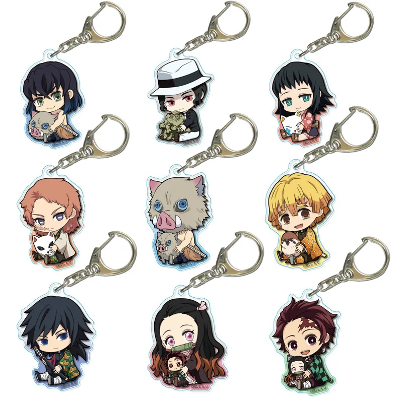 

Funny Cartoon Anime Demon Slayer Kimetsu No Yaiba Keychain Tanjirou Nezuko Zenitsu Kanawo Giyuu Shinobu Acrylic Blade of Ghost