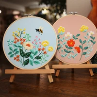 flower embroidery diy beginners home flower embroidery wall hanging materials pack floral plant potted flowers easy home decor