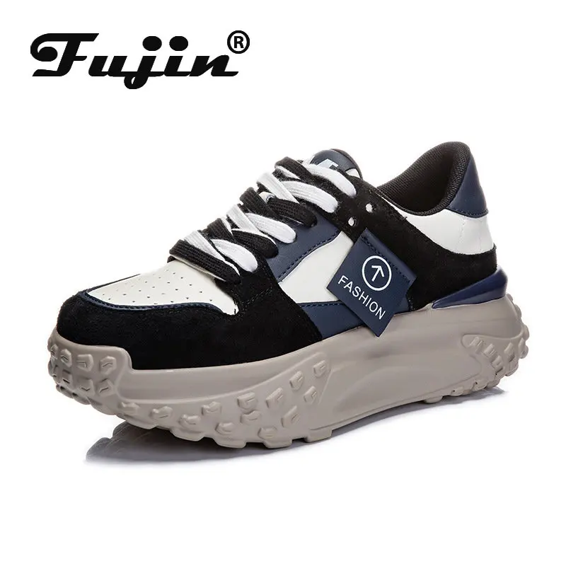 

Fujin 6cm Cow Suede Leather Women Casual Autumn Mixed Color Platform Wedge Ankle Boots Chunky Sneakers Females Non Slip Shoes