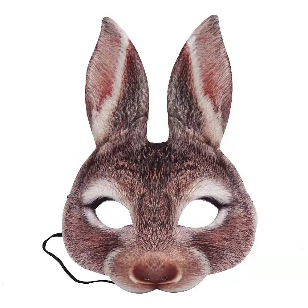 Купи 1PC Rabbit Mask Cute Animal Plush Party Cosplay Masquerade Acessories Performance Props for Women and Men за 62 рублей в магазине AliExpress