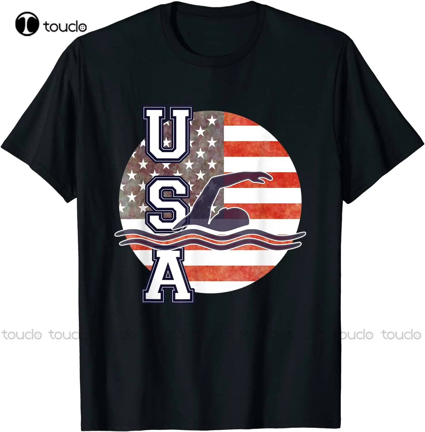 

New Usa Swimming American Flag Swimmer Swim Team Athlete T-Shirt Cotton Tee Shirt Unisex