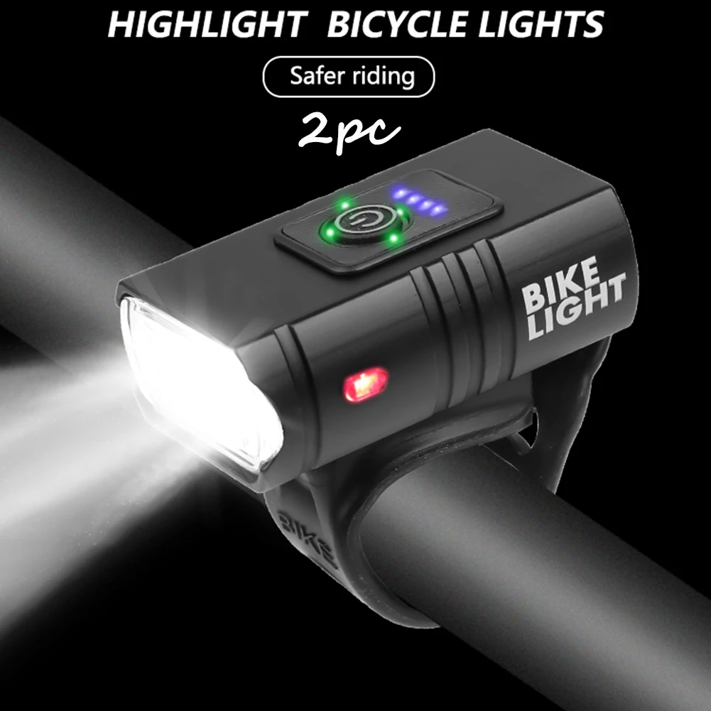 

2pc T6 LED Bicycle Light 10W 800LM USB Rechargeable Power Display MTB Mountain Road Bike Front Lamp Flashlight Cycling Equipment