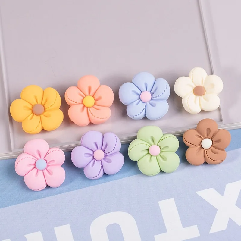 

20Pcs Kawaii Resin Flower Chams Flatback Cabochon for DIY Craft Jewelry Making Accessories 24mm Lucky Flowers Cabochons
