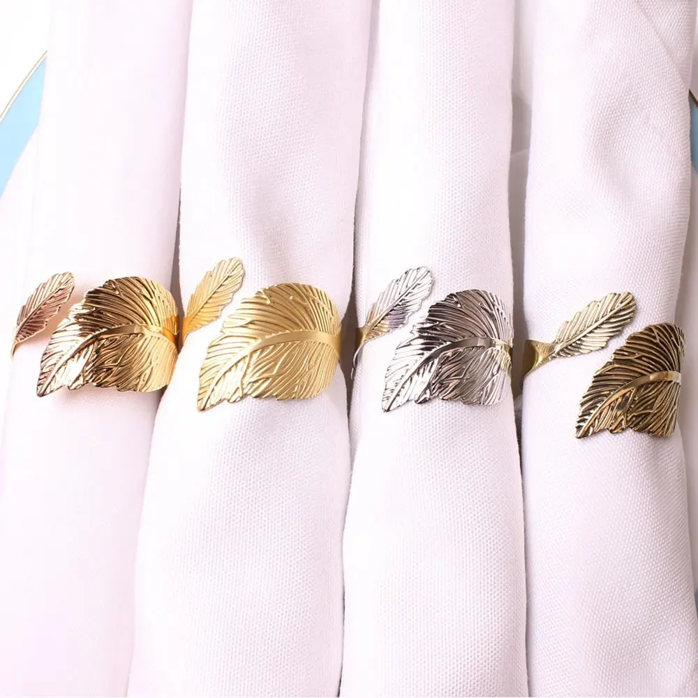 

4PCS Party Supplies Leaf Shaped Handmade Hotel Napkin Rings Towel Holder Table Decoration Napkin Buckle