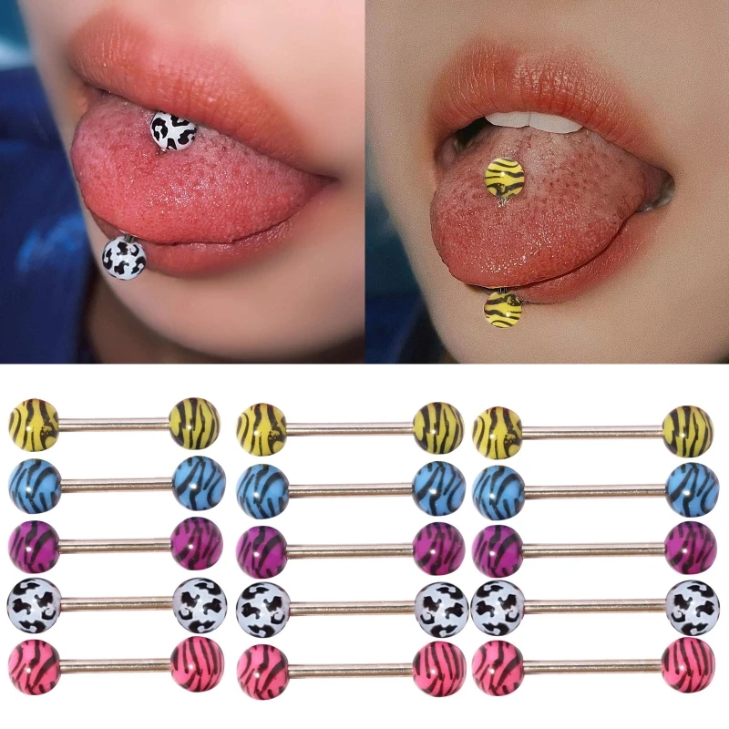 12/14/16 мм язычок штанги для пирсинга многоцветные из нержавеющей стали блестящие кольца штанги для женщин пирсинга ювелирные изделия для тела T8DE