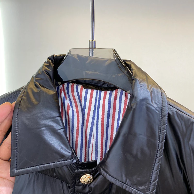 TB THOM Women's Long Down Jackets Fashion Korean Striped Design Parka Overcoat Business Causal High Quality Winter Men Coats