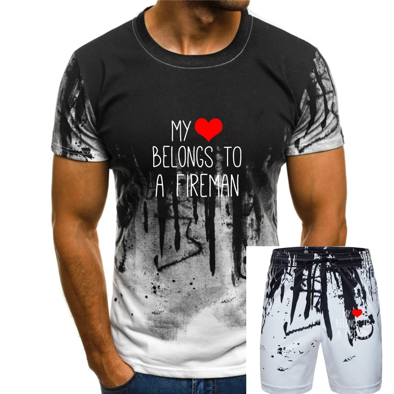 

My Heart Belongs To A Fireman Mens T-Shirt - Fire Fighter - Fire Man - Marriage