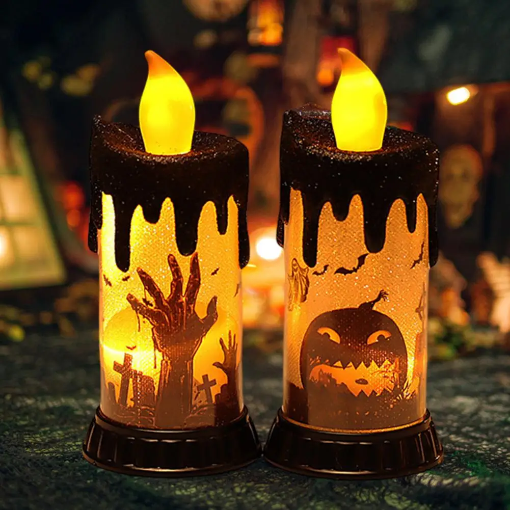 

Smokeless Funny Pumpkin Pattern Candle Lights Plastic Candle Light Reusable for Party