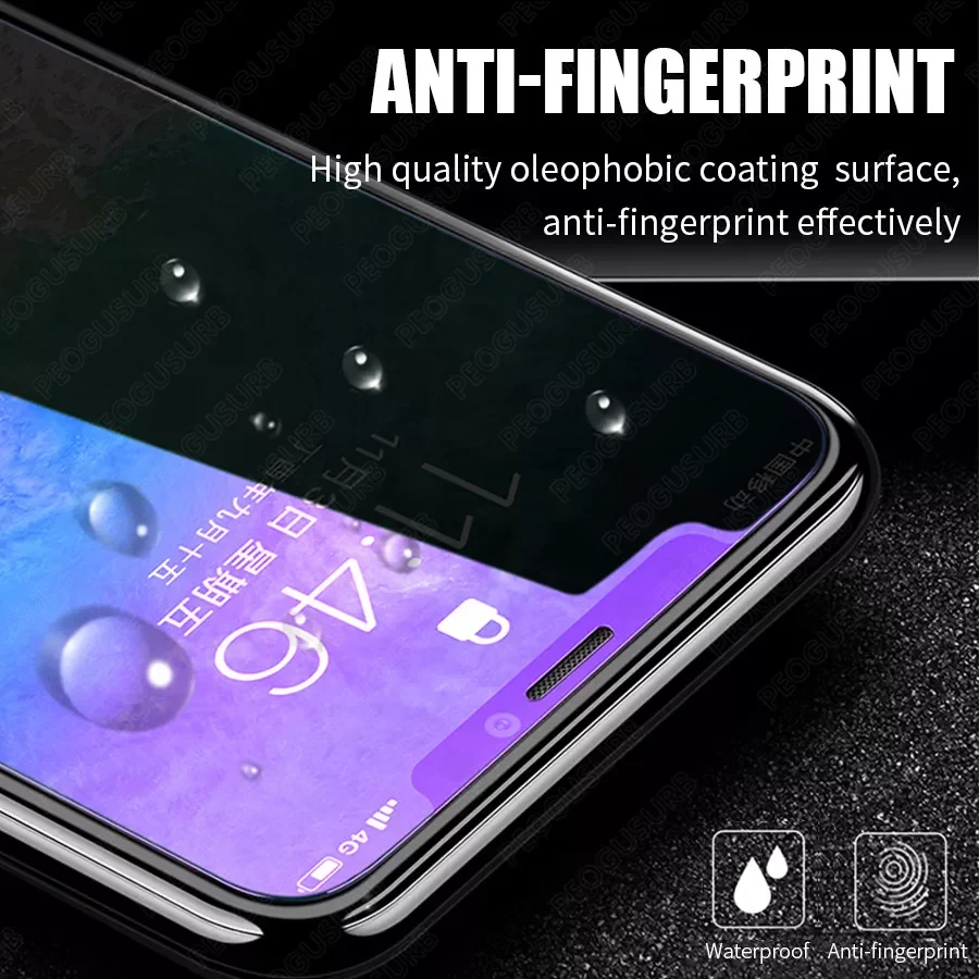 

UV Purple Blue Light Fingerprint Tempered Glass For iPhone 12 Mini 11 Pro XS Max XR X 8 7 6 6s Plus Screen Protector Film
