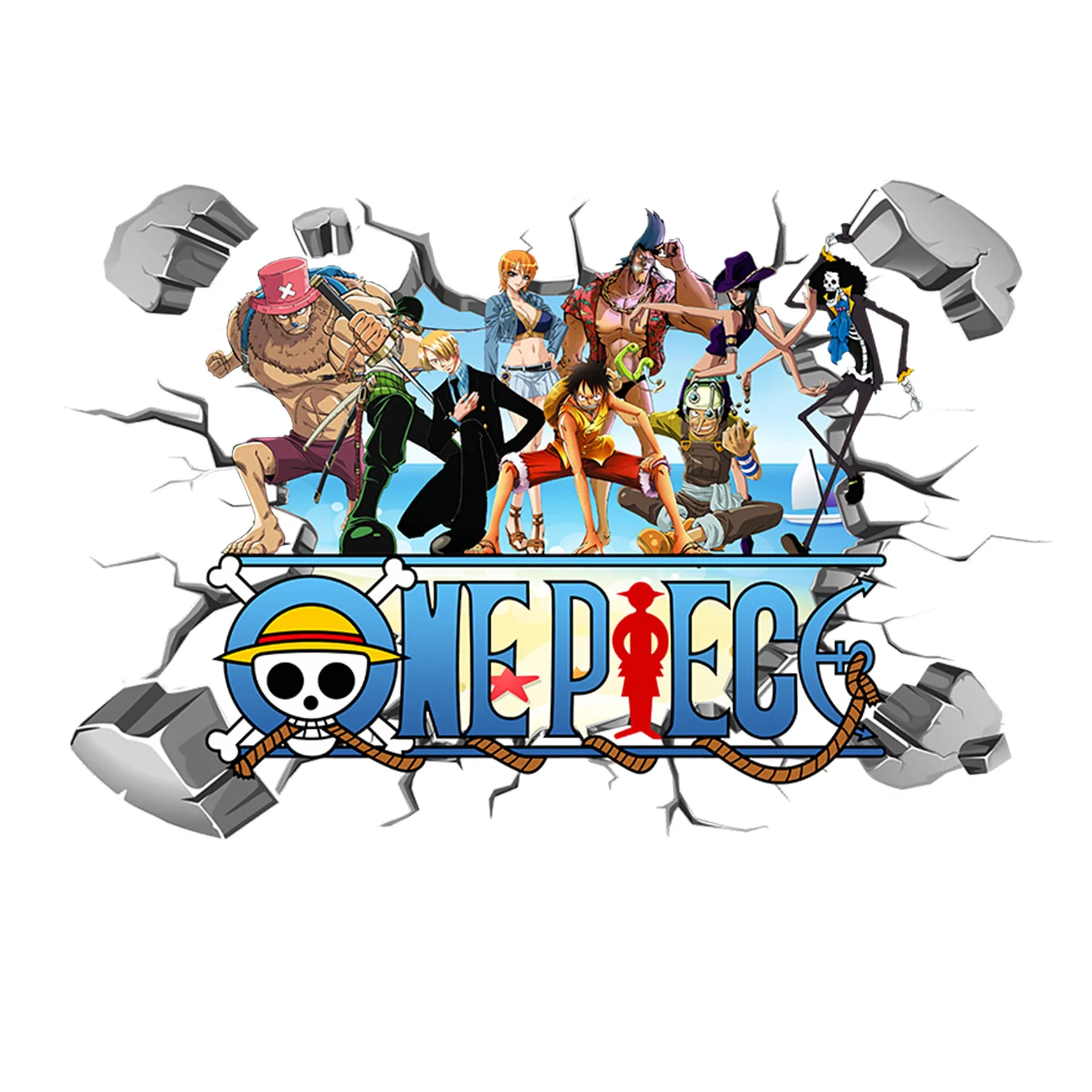 Мультяшные 3D-наклейки на стену с Луффи из One Piece для детской комнаты, декор для дома и спальни, самоклеящиеся наклейки с персонажами из фильма (art.: 3920dbd55db98) - 3920dbd55db98
