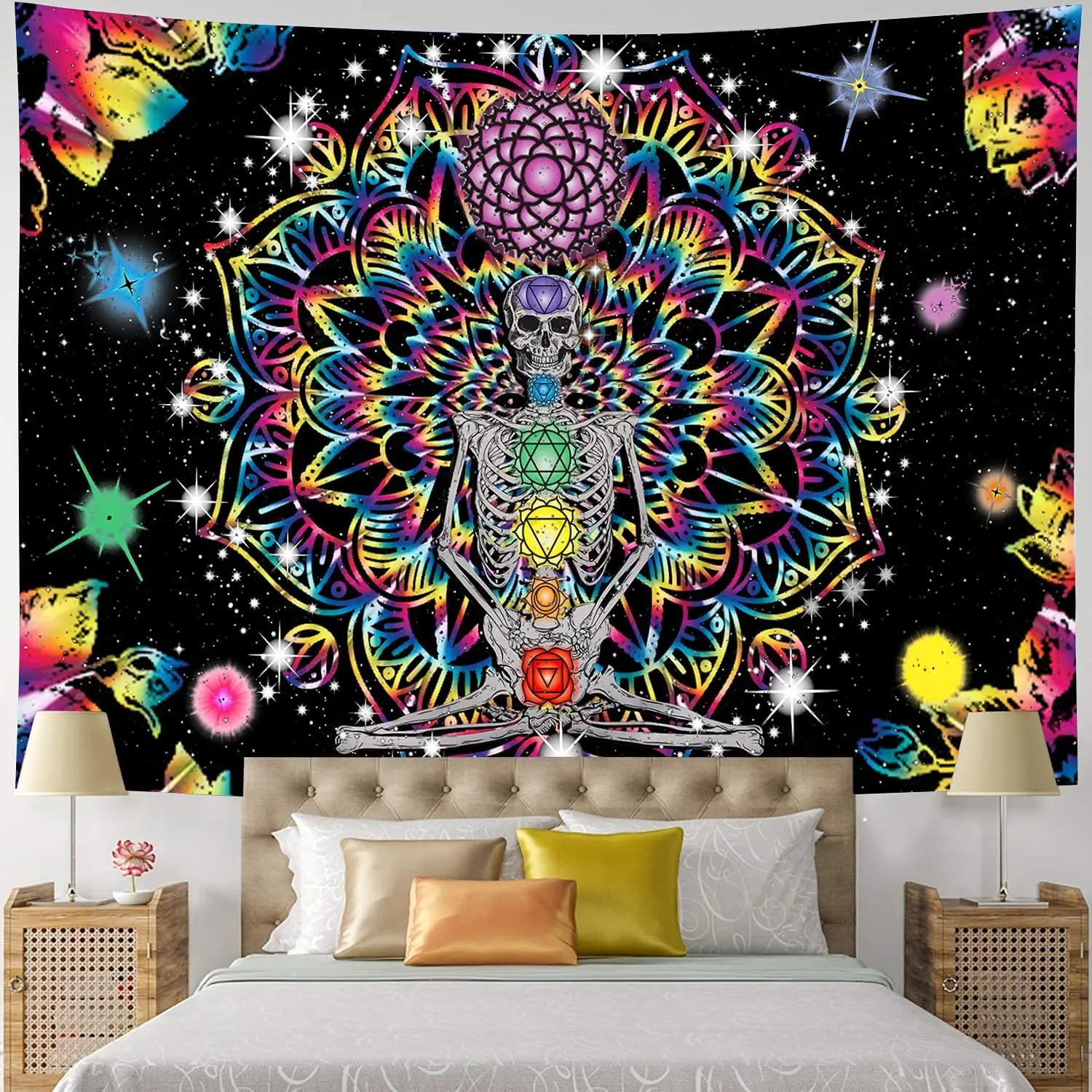 Психоделический гобелен искусственный стиль разноцветный хиппи глаз Настенный